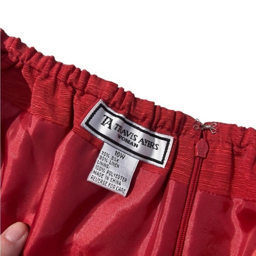 TRAVIS AYERS DK Primrose Silk Linen Blend Pleated A-Line Skirt‎ Size 16W NWT - Picture 2 of 6